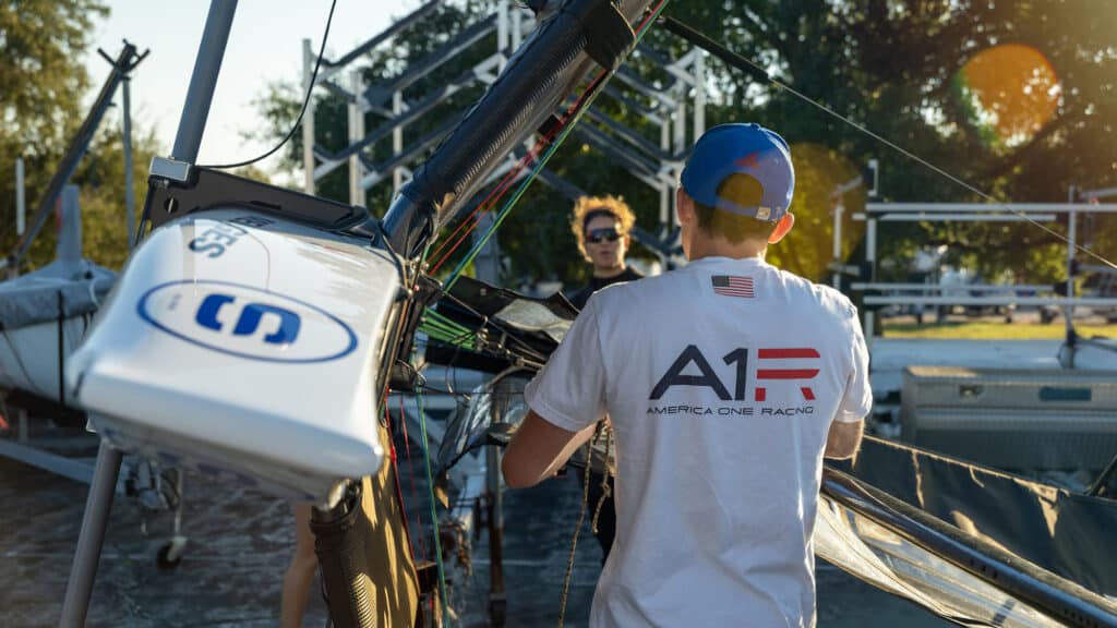 Athlete carrying equipment